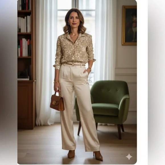 Charter Club Luxury Linen / cotton Shirt with Gold Pattern size XXL - Picture 8 of 10